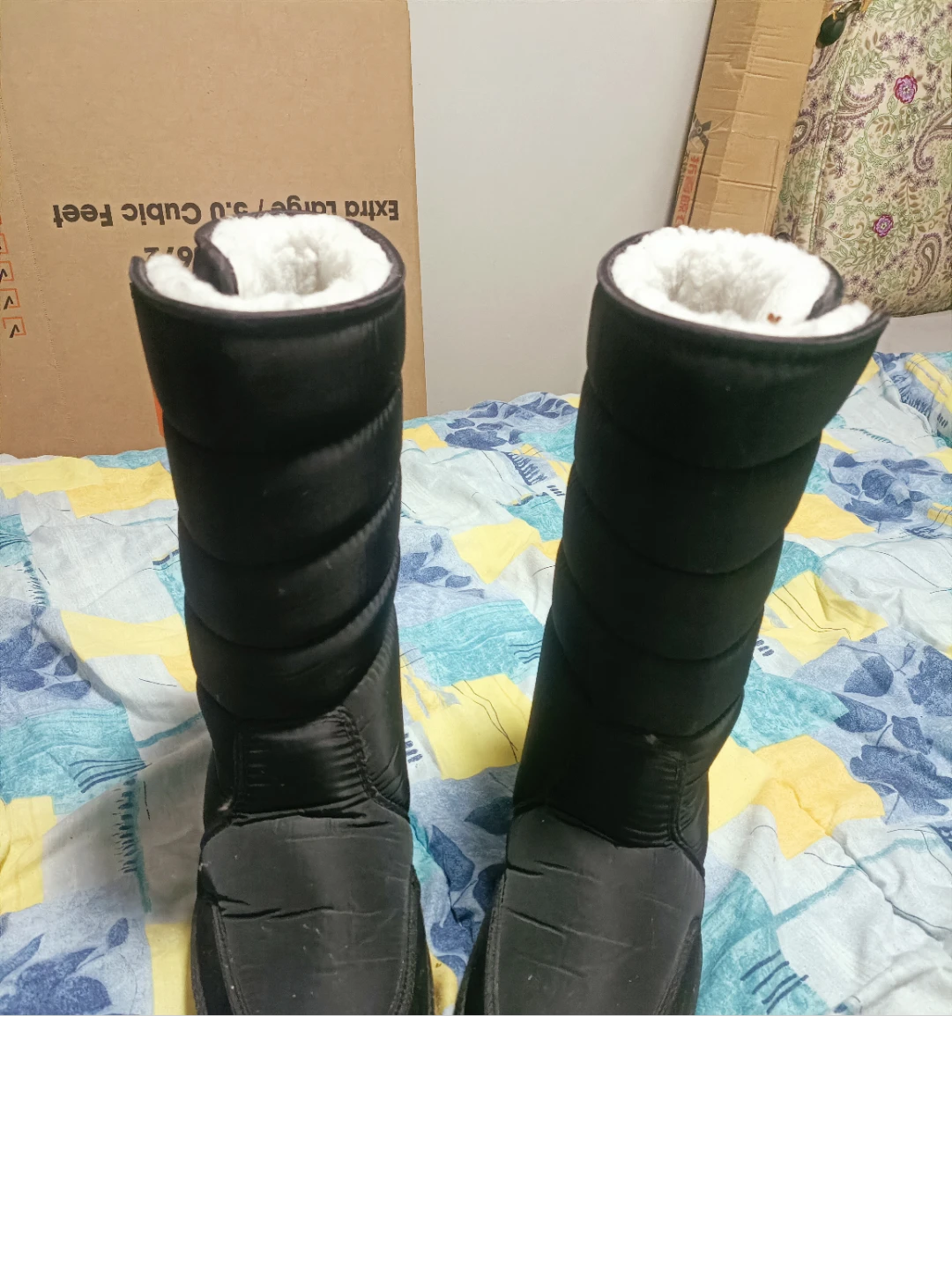 Black Puffer Winter Boots with Shearling Lining - photo 3