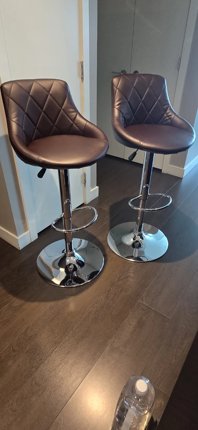 Set of 2 Brown Faux Leather Bar Stools