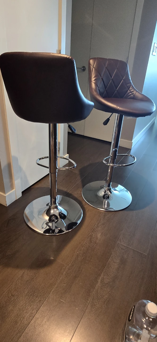 Set of 2 Brown Faux Leather Bar Stools - photo 2