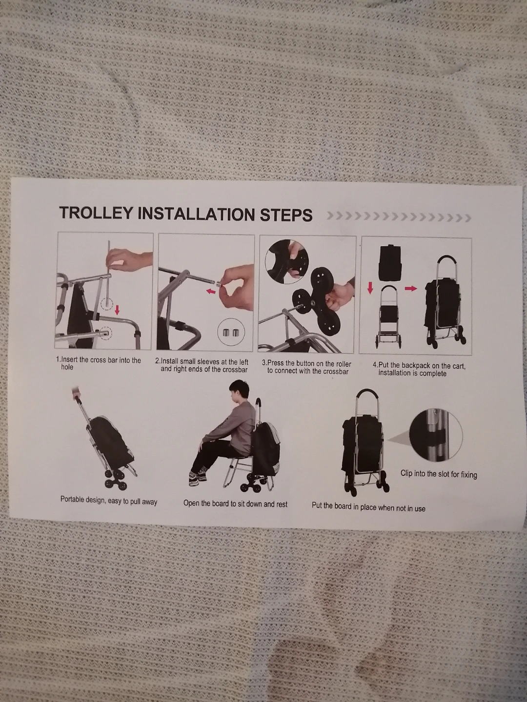 New  Folding Shopping Cart with Seat & Stair-Climbing Wheels