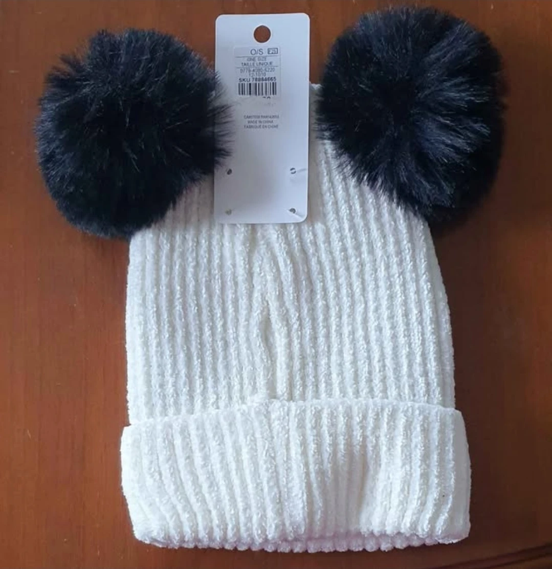 Panda Knit Hat with Pom Poms - photo 2