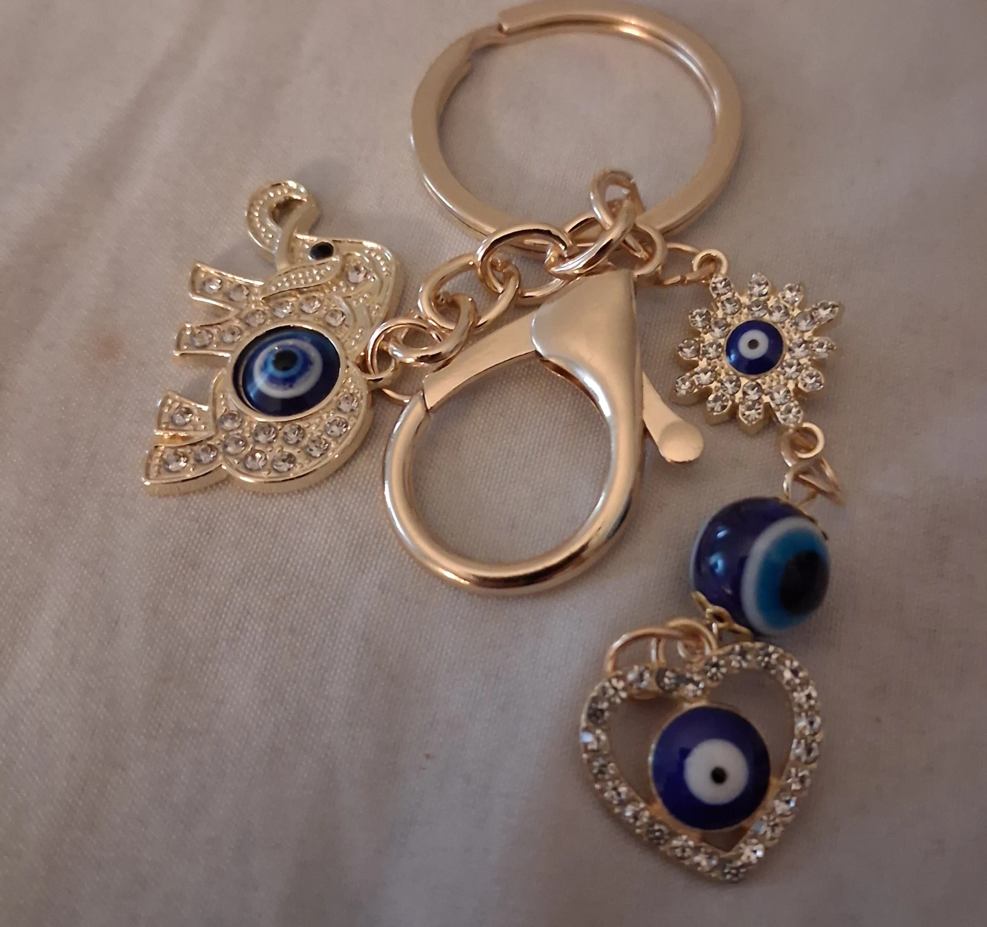 Gold Evil Eye Elephant Keychain - photo 3