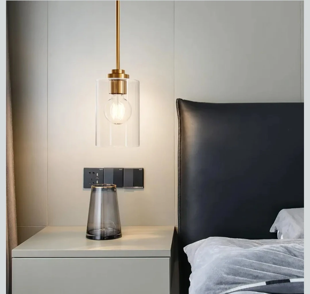 Nortta Brass Pendant Light with Clear Glass Shade - photo 2