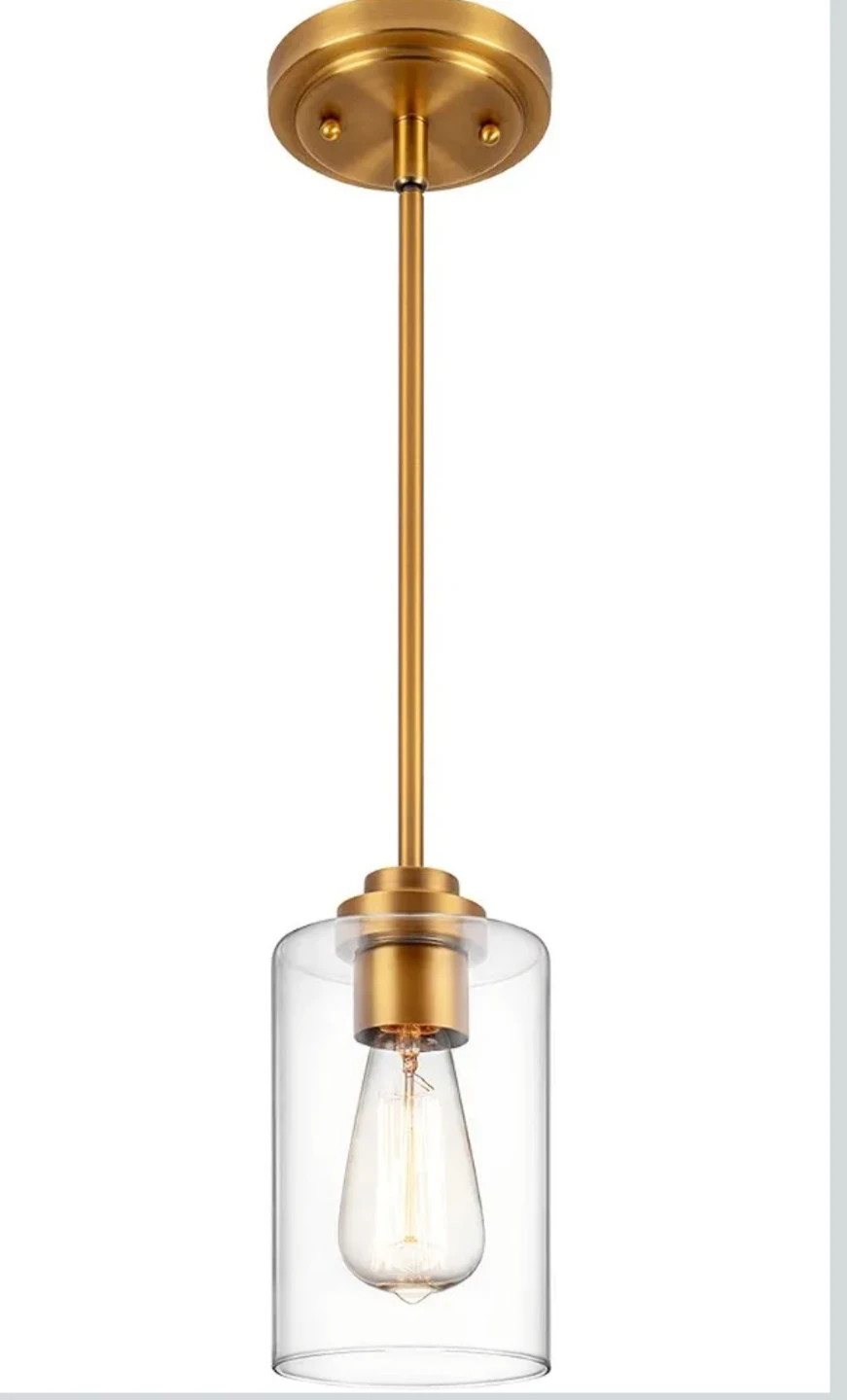 Nortta Brass Pendant Light with Clear Glass Shade - photo 3