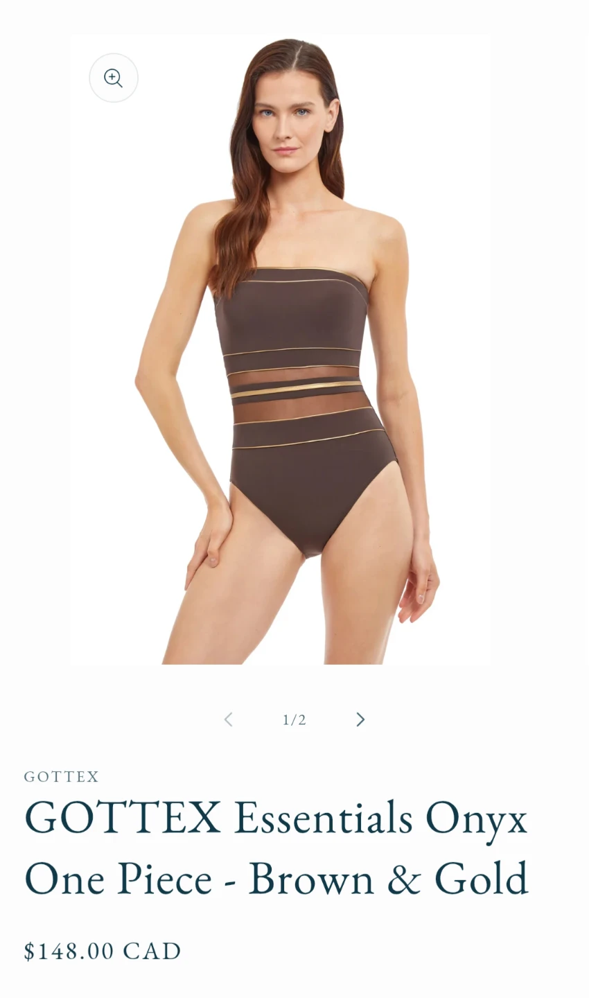 Gotttex Onyx One Piece Swimsuit - Brown/Gold - Size 10 - photo 5