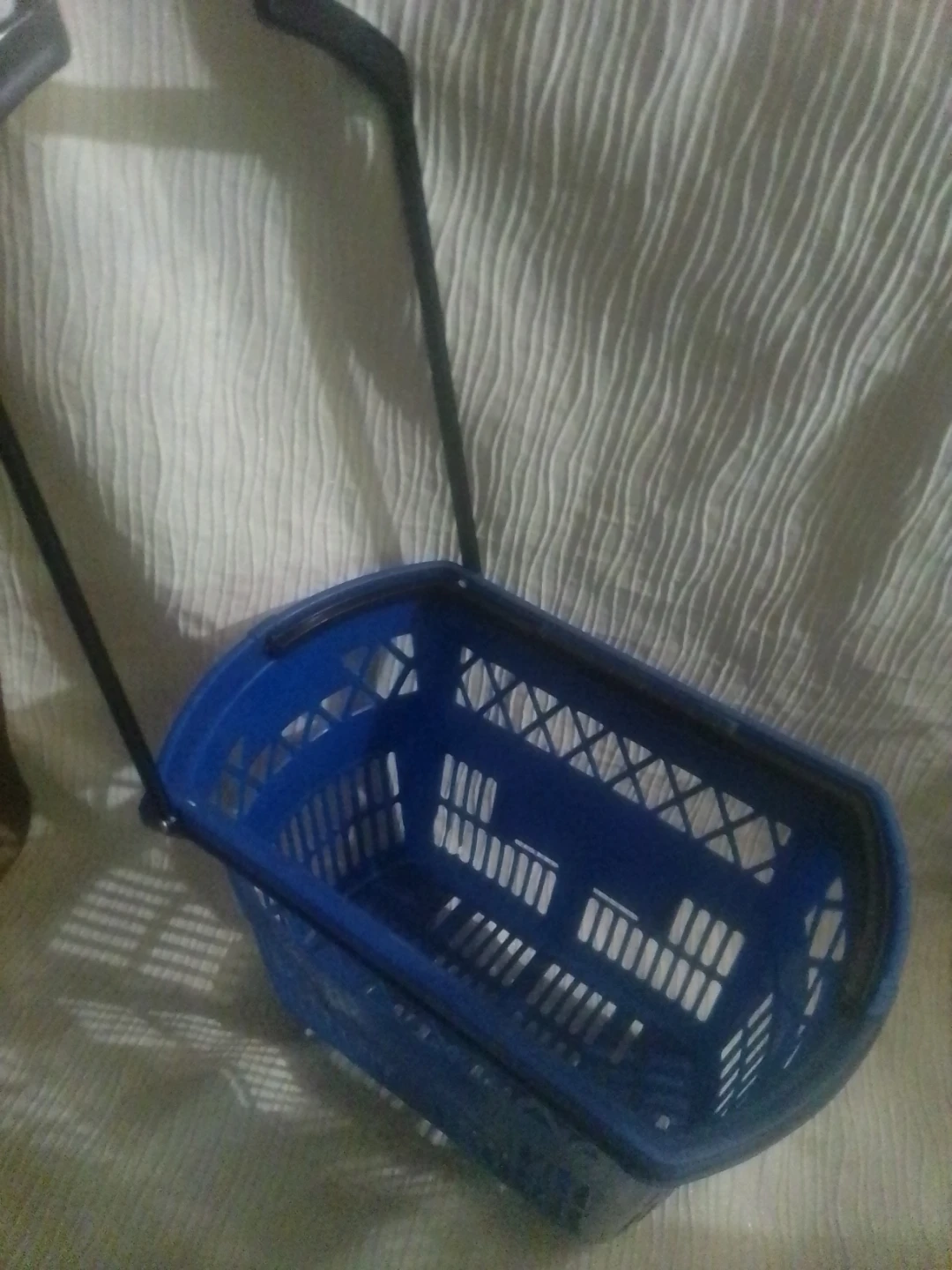 Blue Rolling Shopping Basket