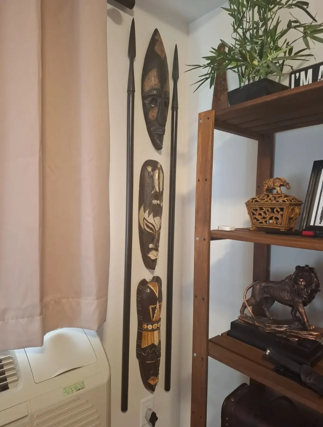 Decorative Tribal Masks and Spears Wall Display