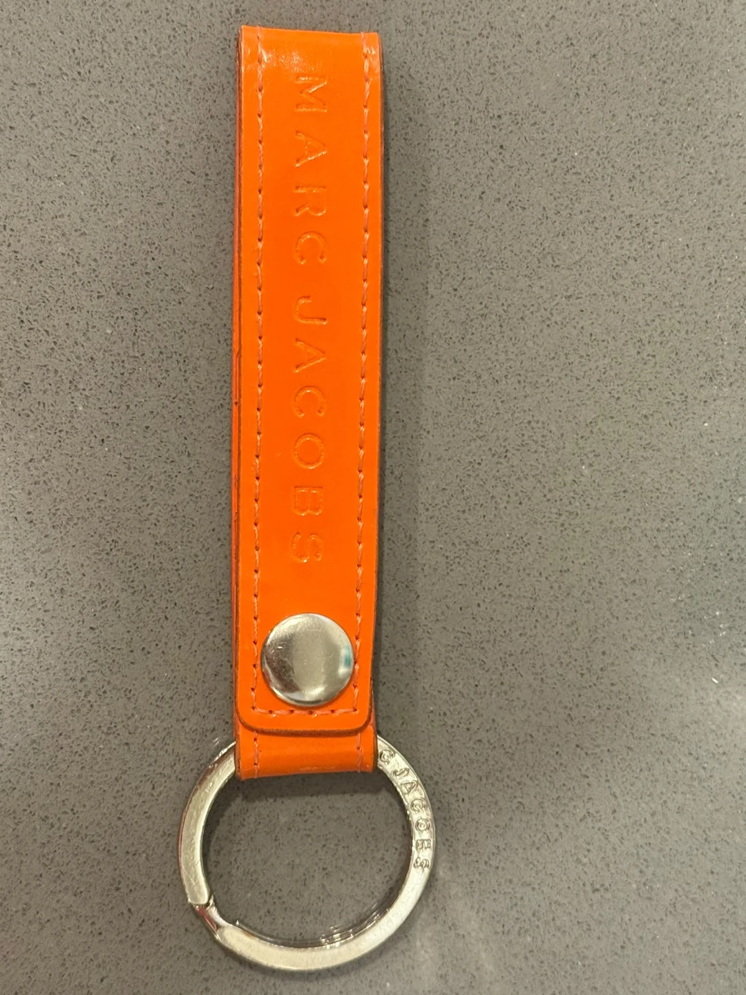 Marc Jacobs Neon Orange Leather Strap Keychain / Keyring - photo 2