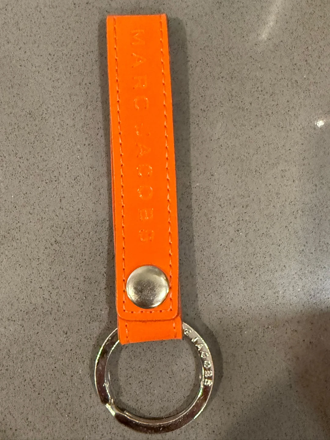 Marc Jacobs Neon Orange Leather Strap Keychain / Keyring - photo 3