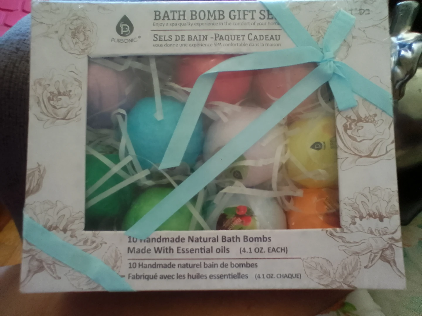 Pursonic Bath Bomb Gift Set - 10 Handmade Natural Bath Bombs