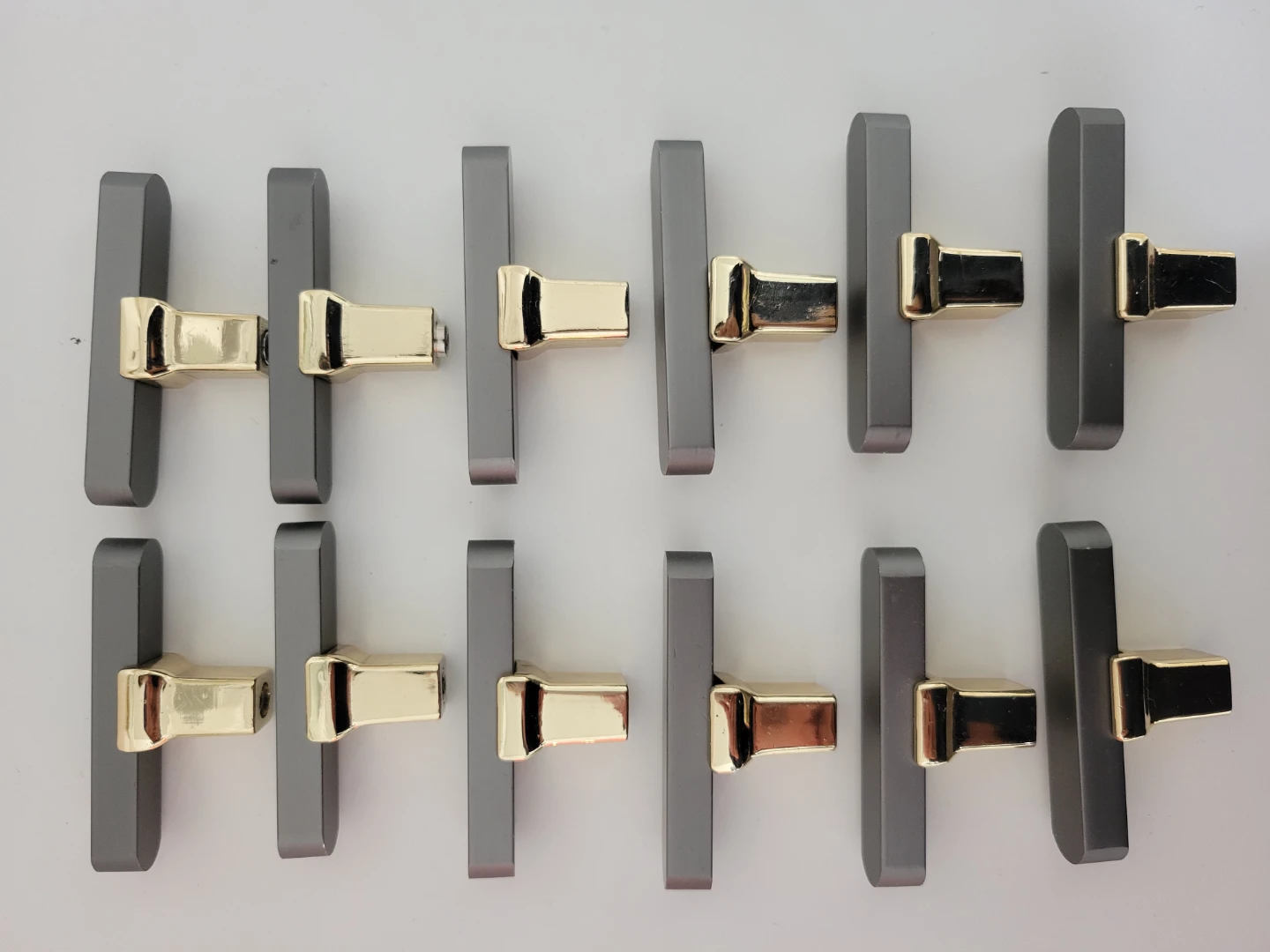 Set of 10 Grey & Gold Drawer Pulls