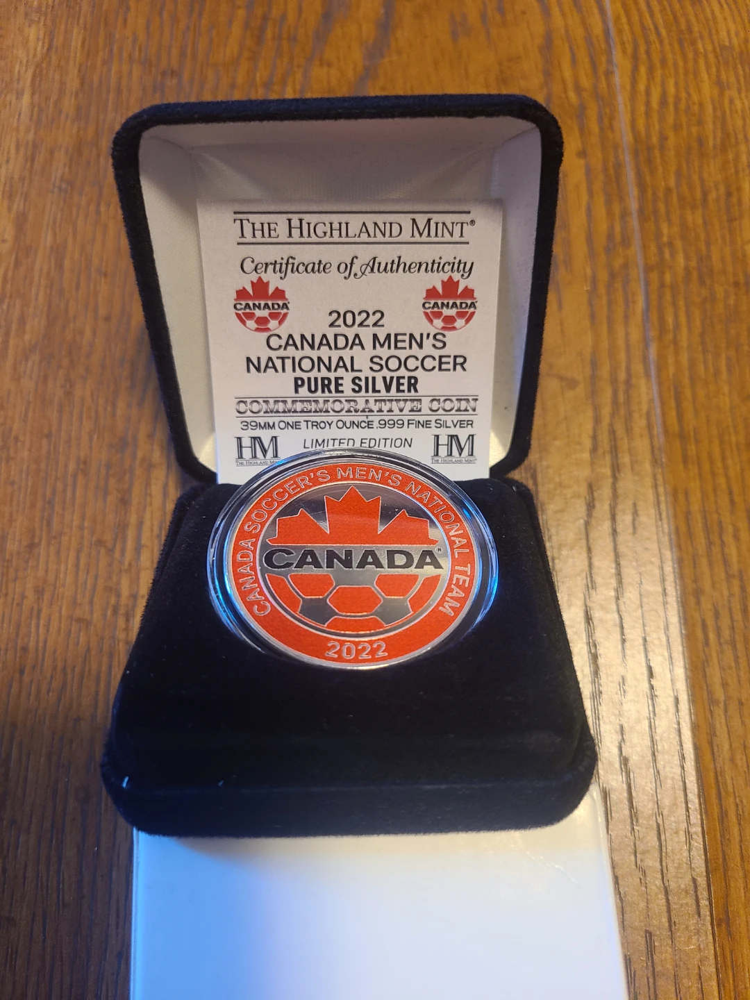 2022 Canada Men's National Soccer Pure Silver Coin