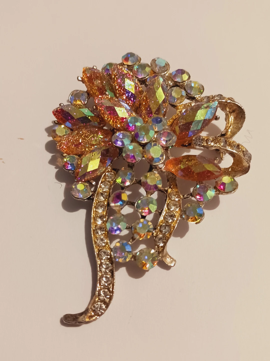 Aurora Borealis Sparkling Rhinestone Flower Brooch