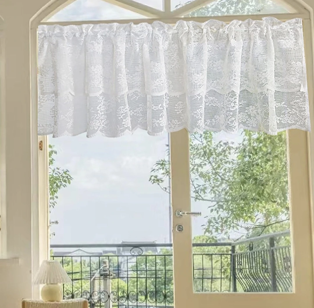White Lace Valance Curtain