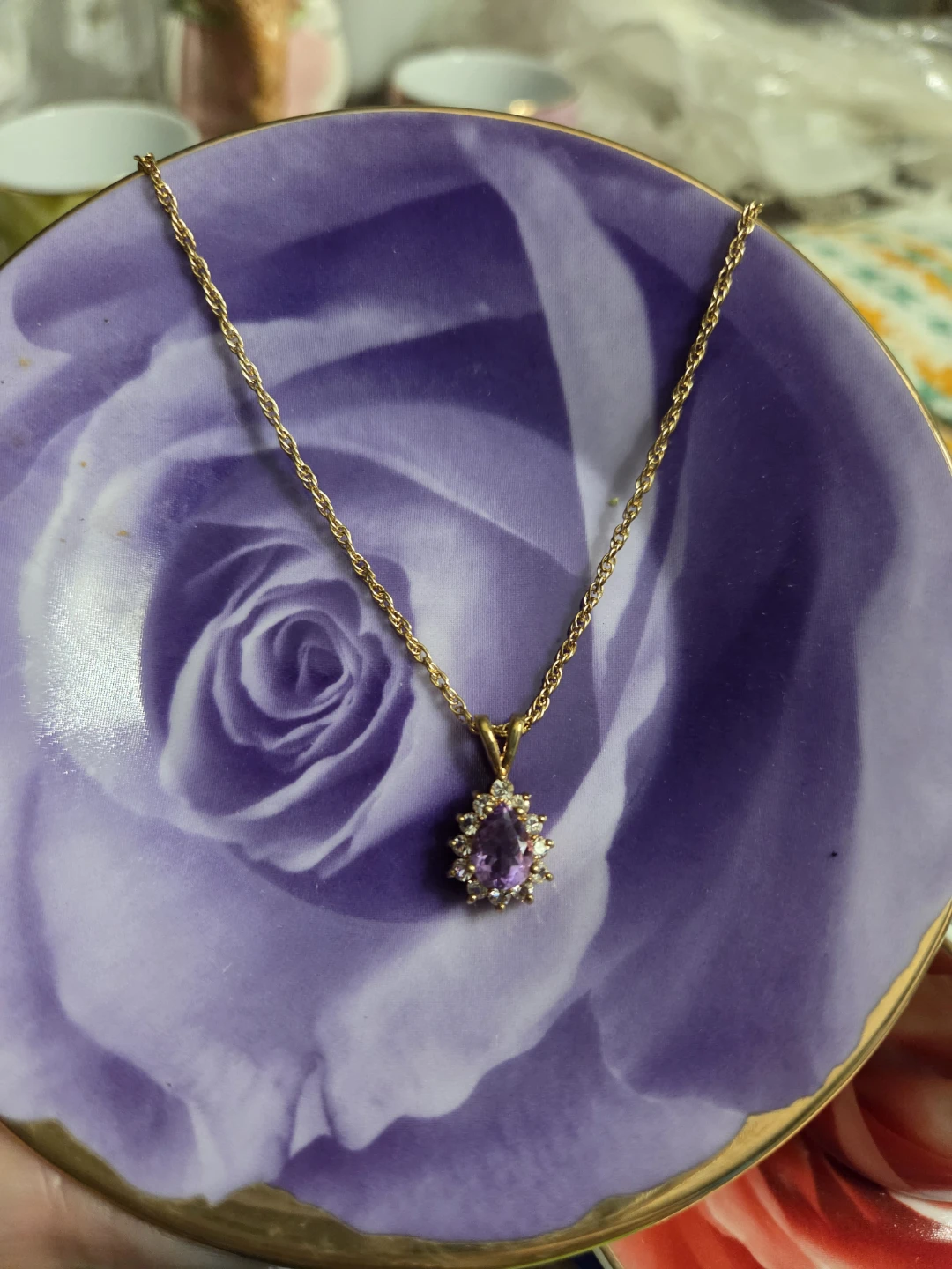 Gold Chain Necklace with Amethyst Pendant - photo 5