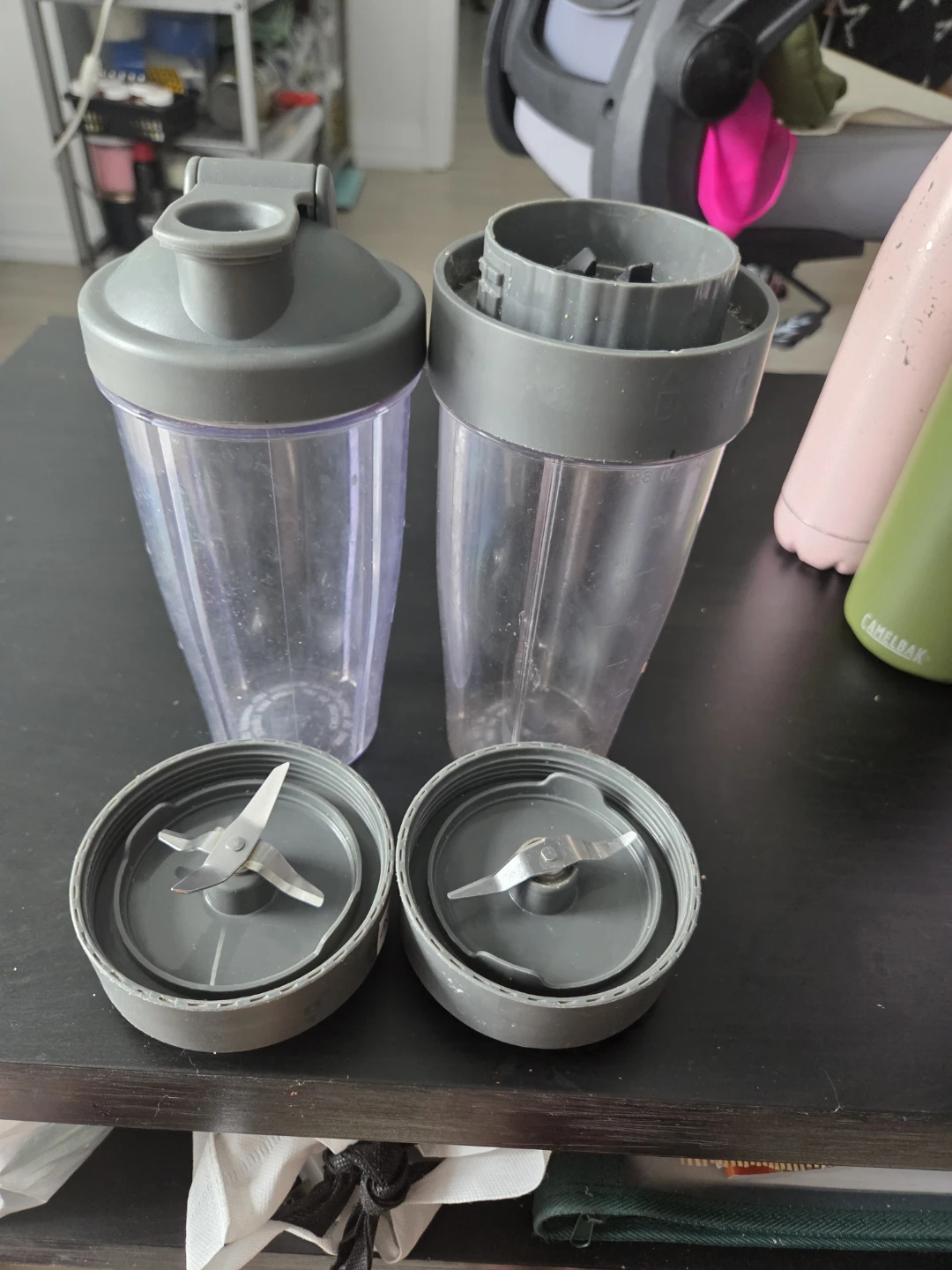 2x Blender Cups with Blade Lids