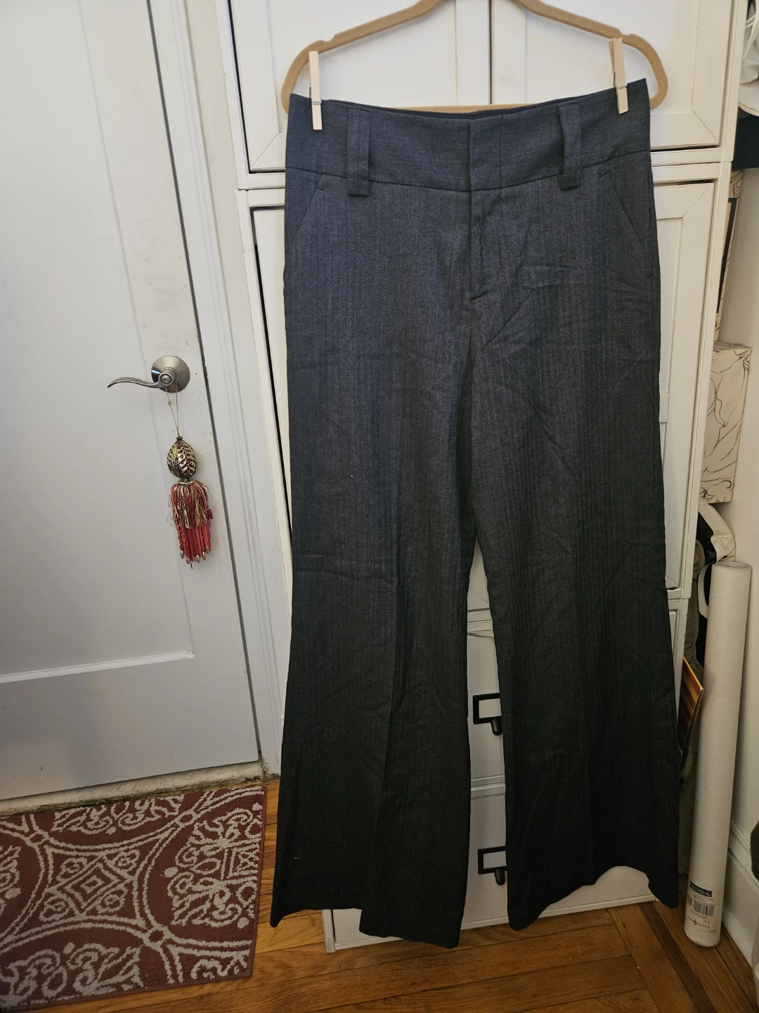 Alice + Olivia Gray Herringbone Wide Leg Pants Size 12