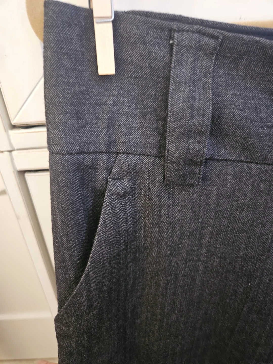 Alice + Olivia Gray Herringbone Wide Leg Pants Size 12 - photo 3