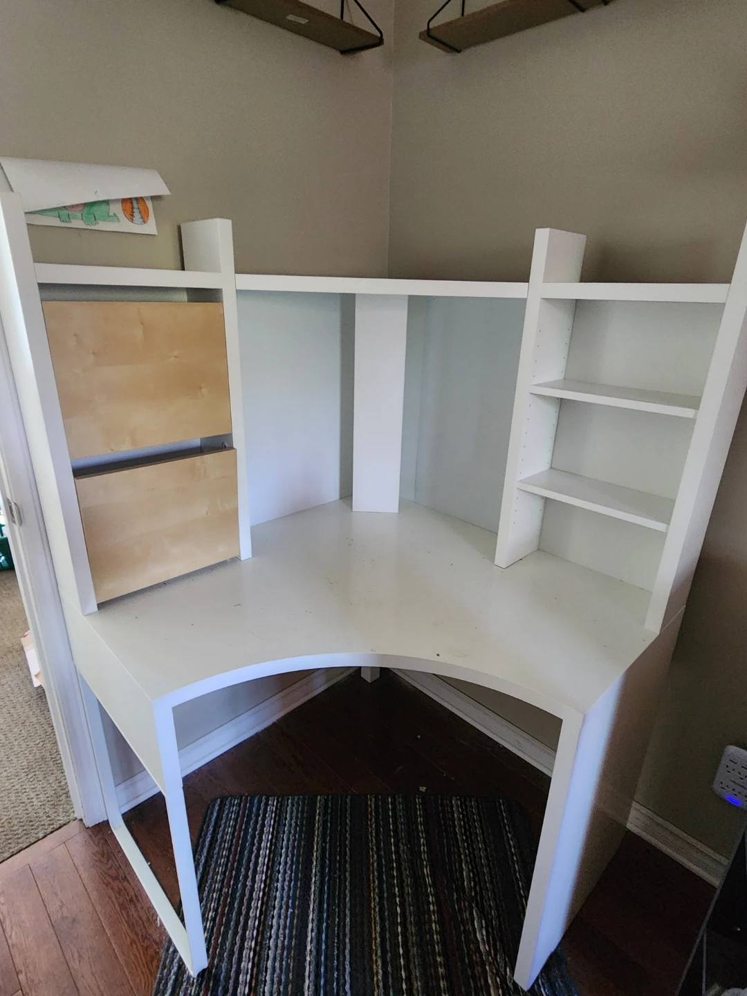White Corner Desk with Shelving and Drawers
