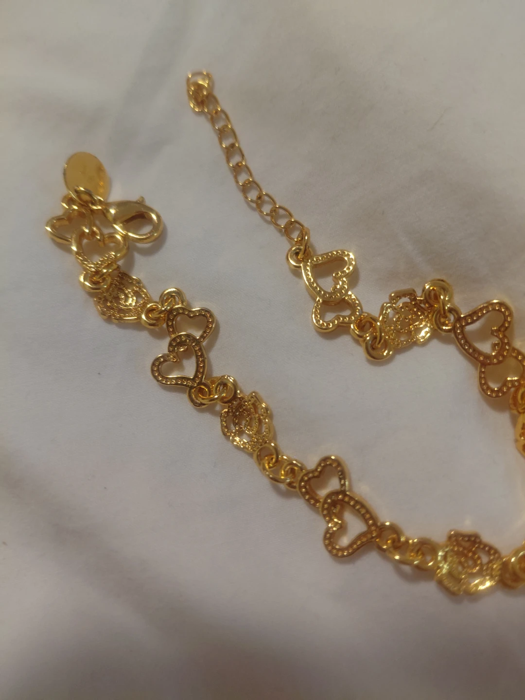 18k Gold Tone Bracelet with Heart Charms