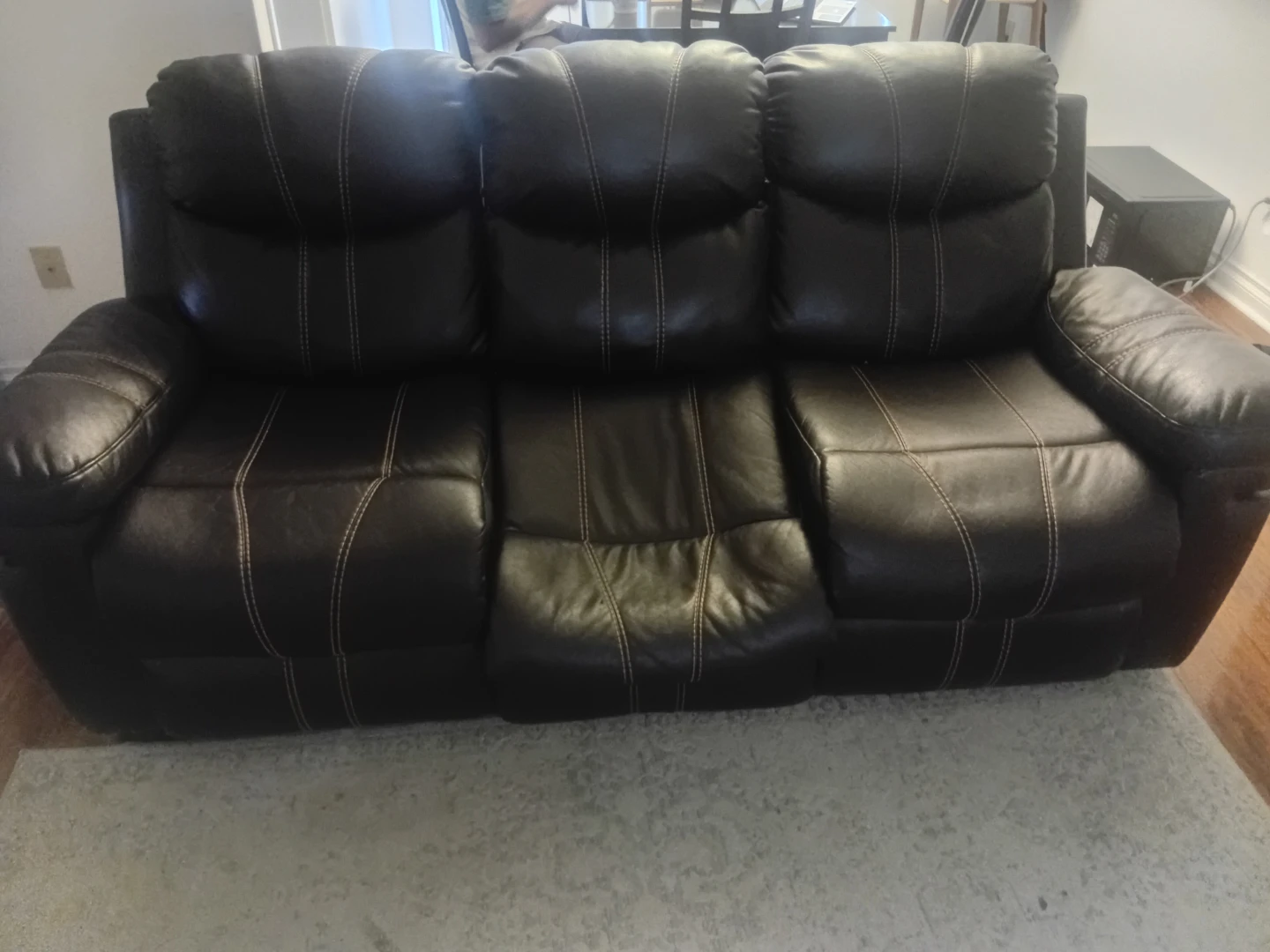 Brown Leather Reclining Sofa