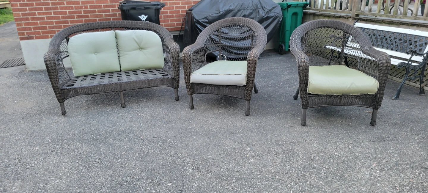 Wicker Patio Furniture Set with Loveseat and 2 Chairs