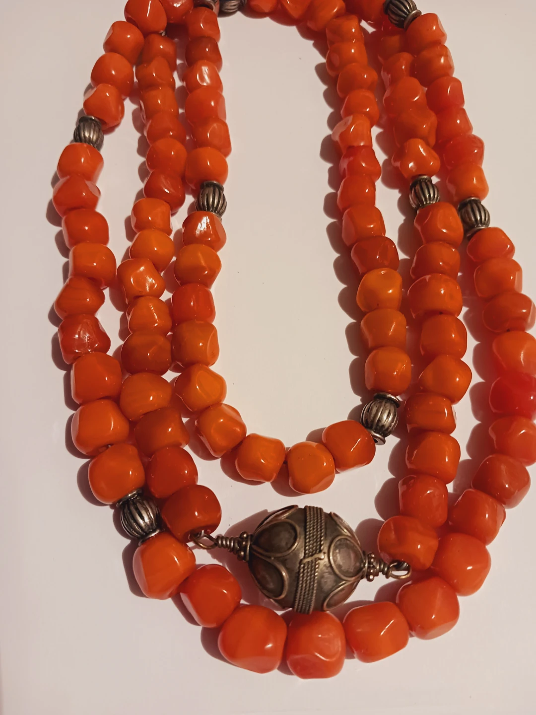 Gemstones Beaded Long Necklace with Silver Accents