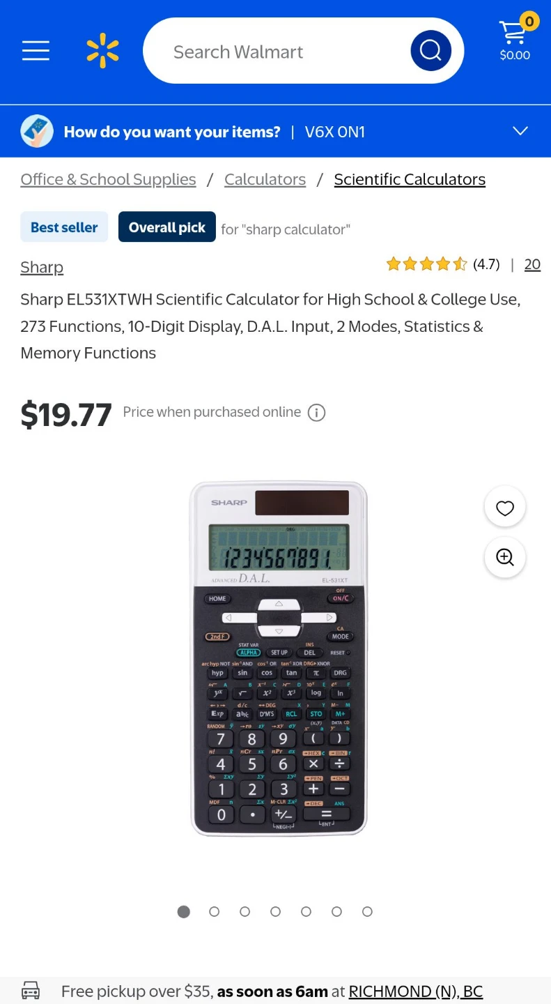 Sharp EL-531XT-WH Scientific Calculator