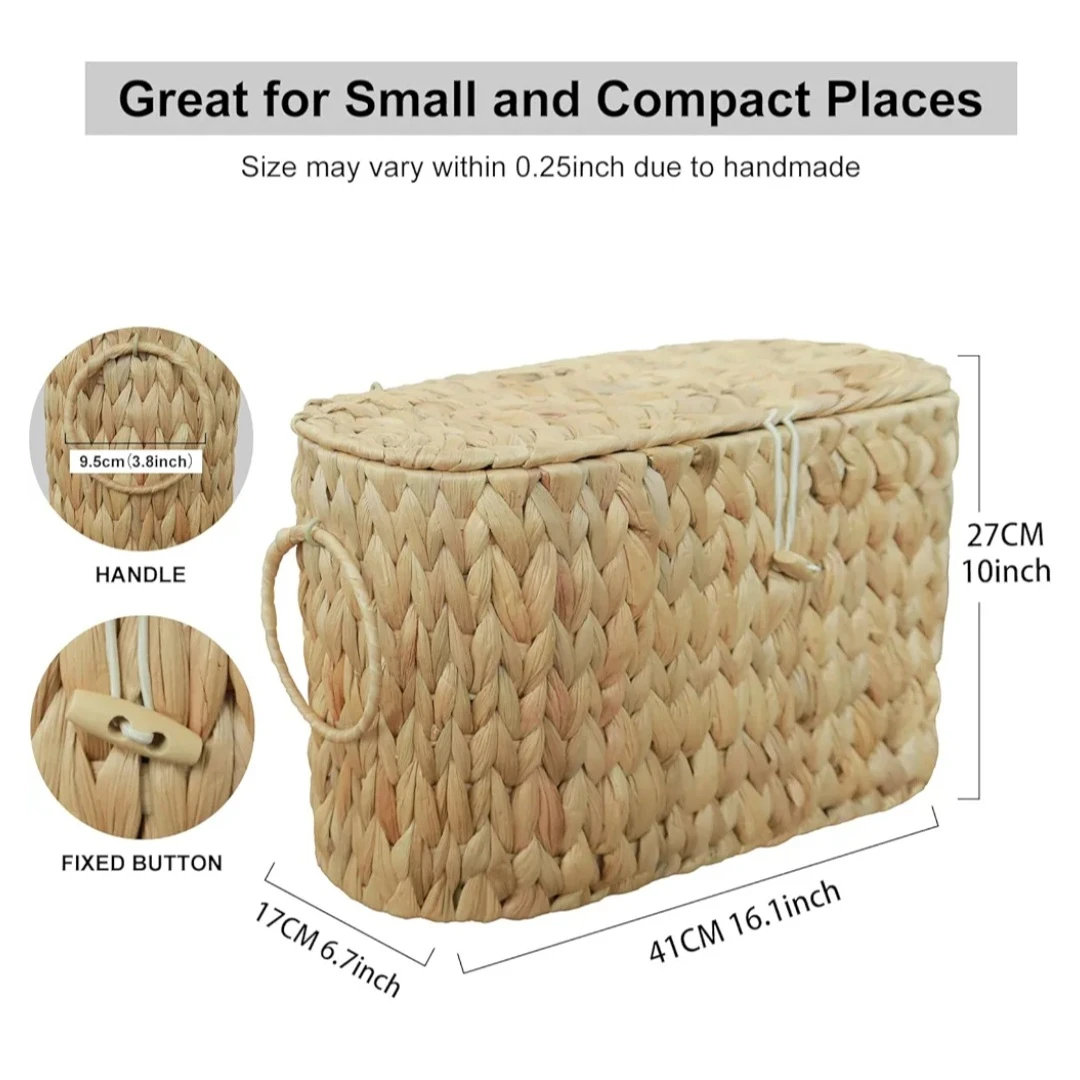 Coeusy Wicker Toilet Paper Basket with Lid