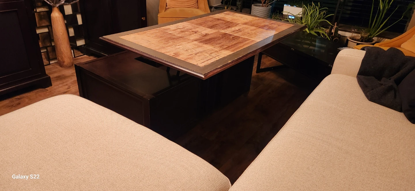 Lift Top Storage Coffee Table with Wood Inlay