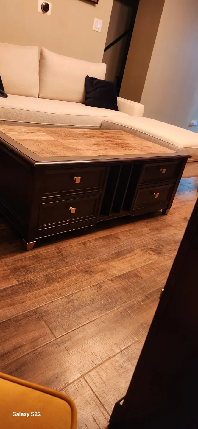 Lift Top Storage Coffee Table with Wood Inlay - photo 2
