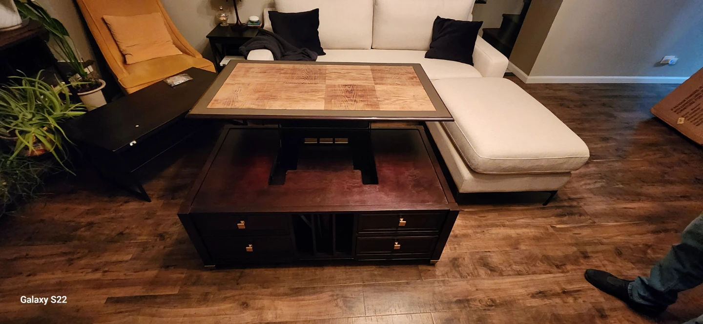 Lift Top Storage Coffee Table with Wood Inlay - photo 3