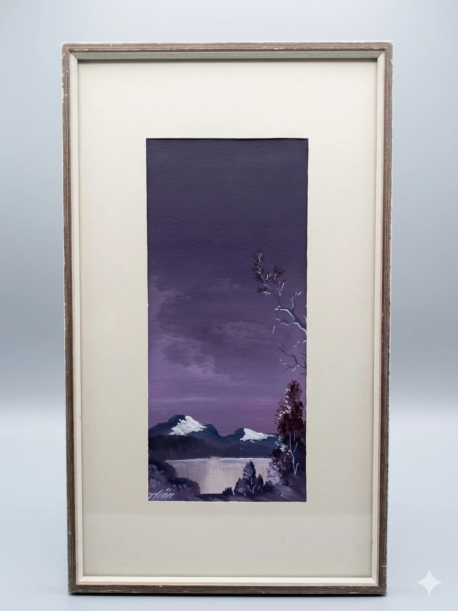 Vintage Mid-Century Swedish Landscape Painting – Signed "Thön"