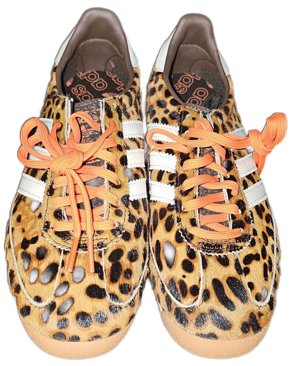 Adidas Leopard Print Furry Sneakers Orange Laces⚽️