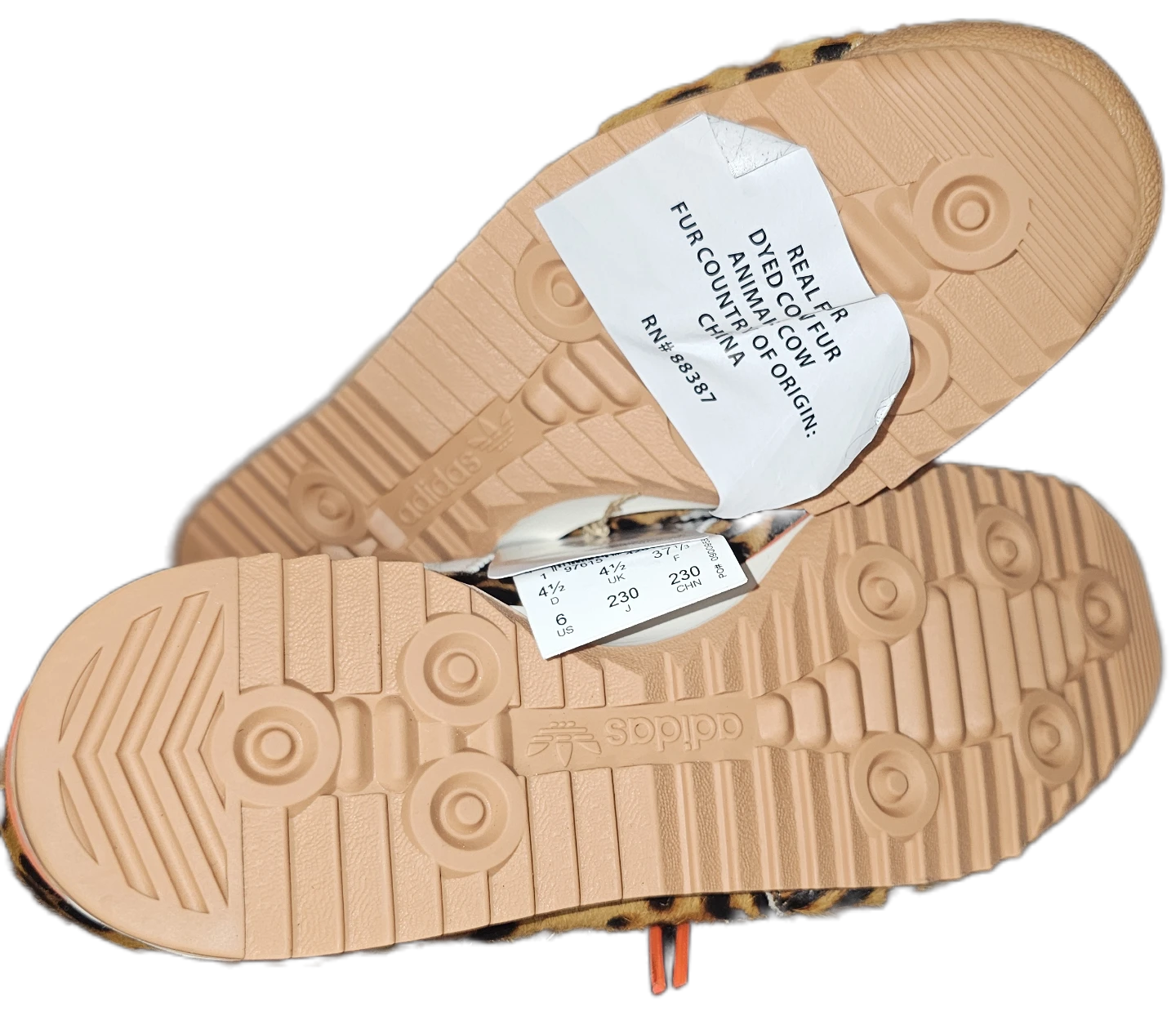 Adidas Leopard Print Furry Sneakers Orange Laces⚽️ - photo 3