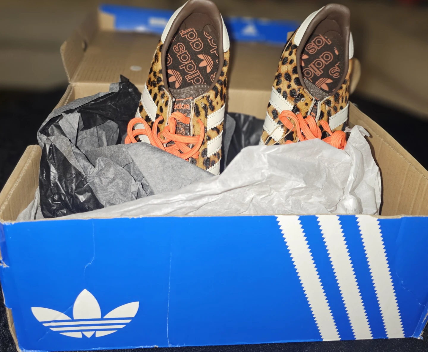 Adidas Leopard Print Furry Sneakers Orange Laces⚽️ - photo 5