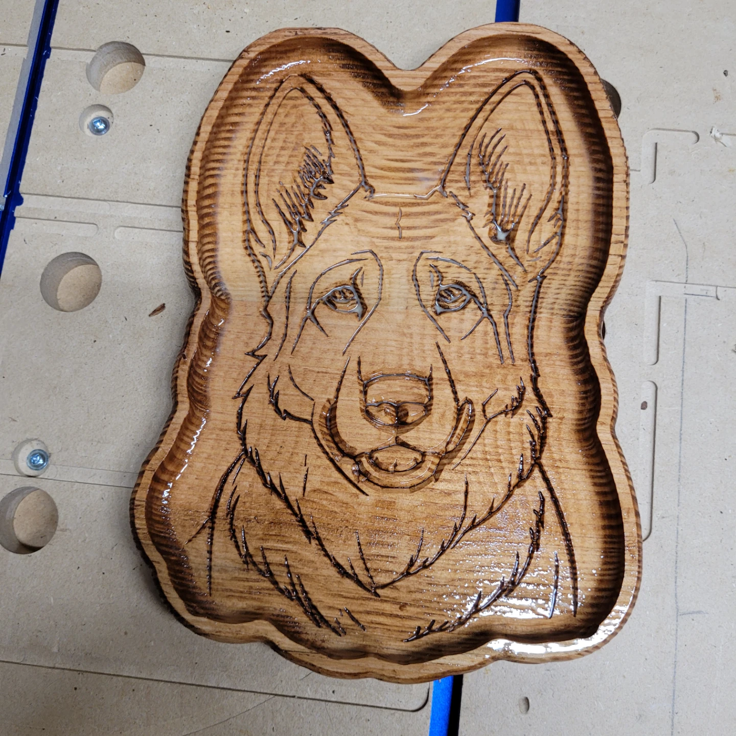 Hand-Carved Wooden Dog Portrait Plaque - photo 5