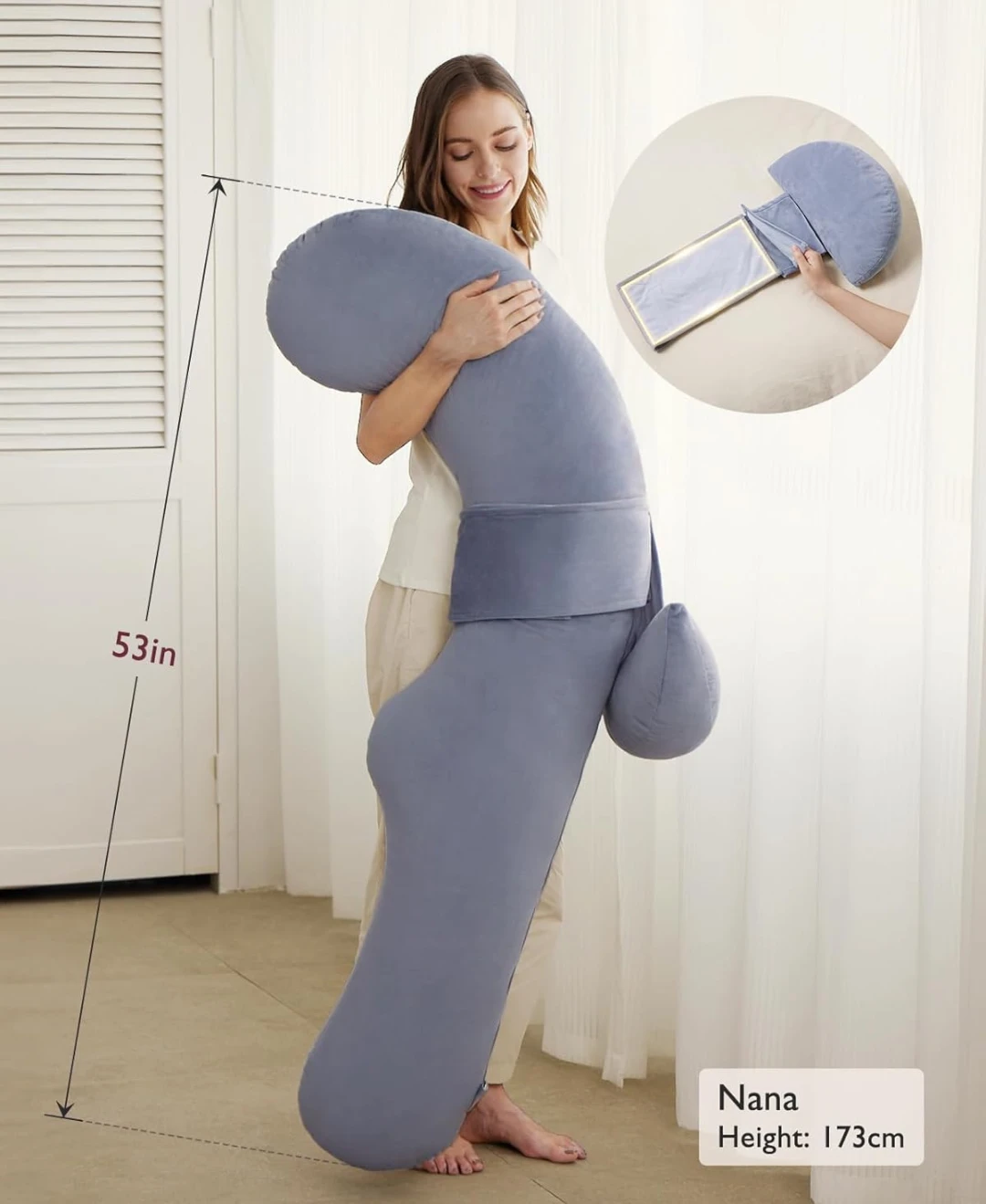 Grey momcozy F-shaped Full Body Maternity Pillow - photo 3