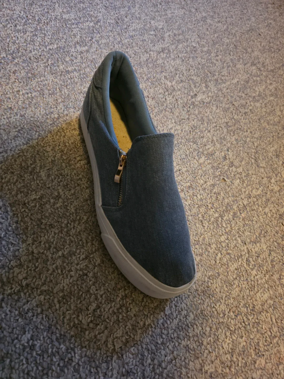 Blue Denim Slip-On Sneakers with Zipper - photo 2