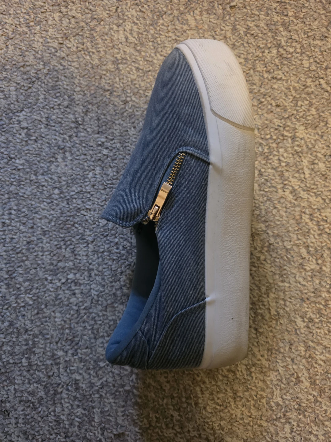Blue Denim Slip-On Sneakers with Zipper - photo 3
