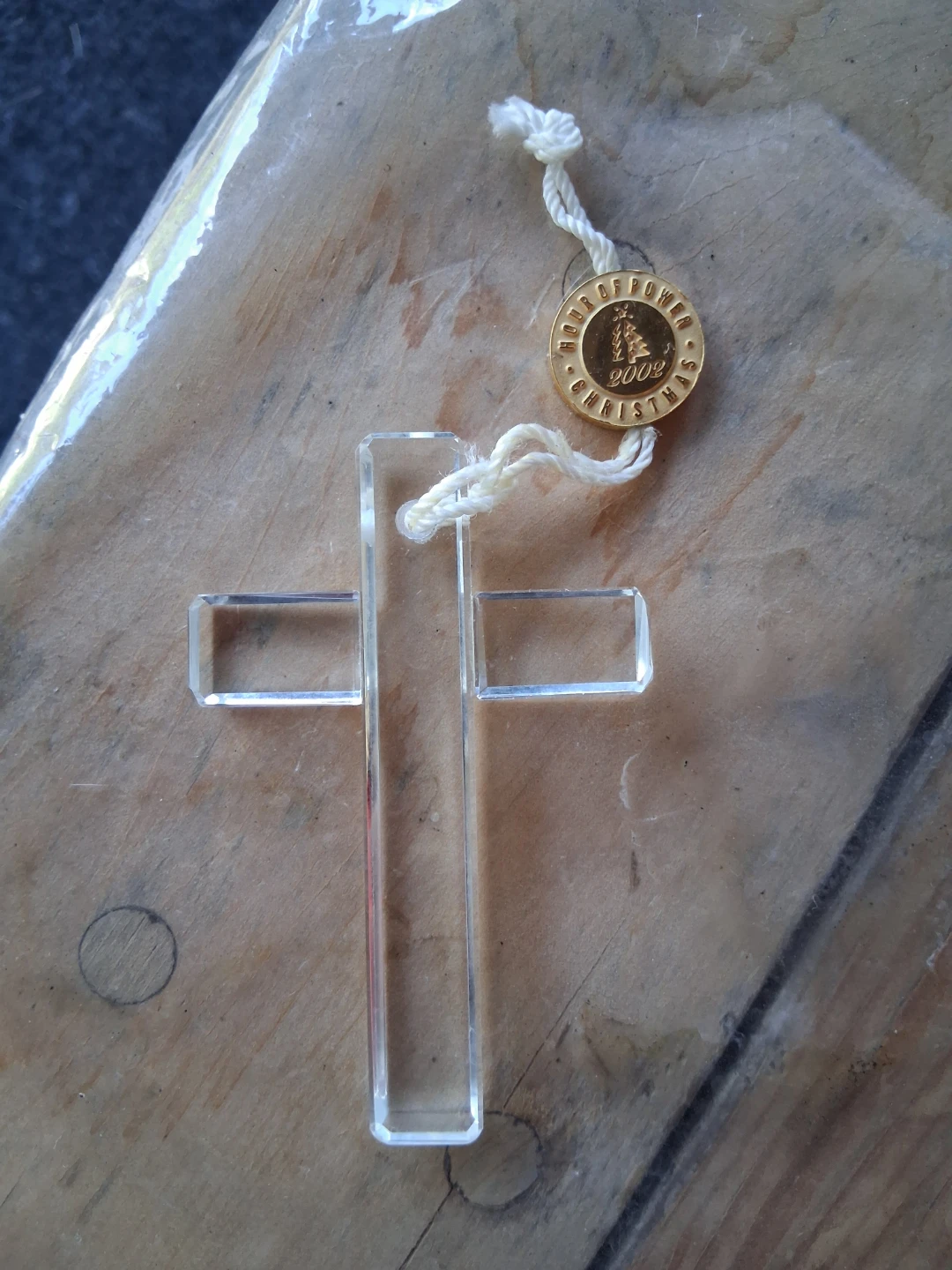 Clear Glass Cross Ornament 2002