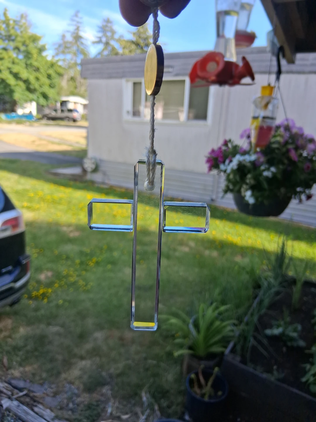 Clear Glass Cross Ornament 2002 - photo 3