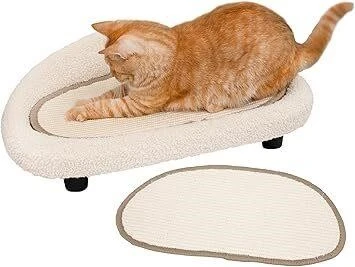 Ergonomic Cat Lounger Bed with Removable Mat