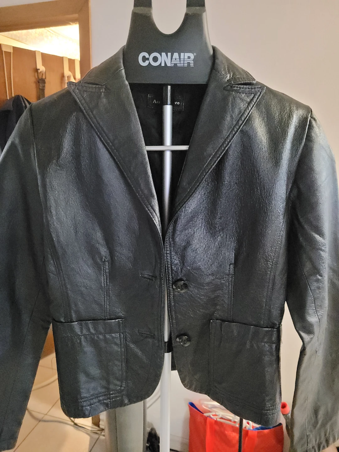 Black Leather Blazer Jacket size small - photo 2