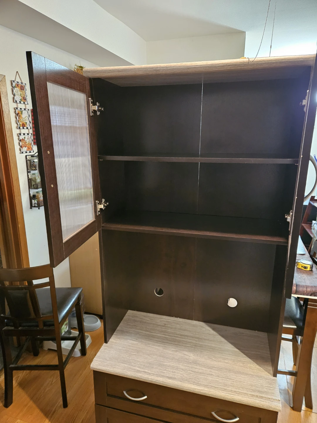 Dark Brown Kitchen Hutch with Glass Doors - photo 5