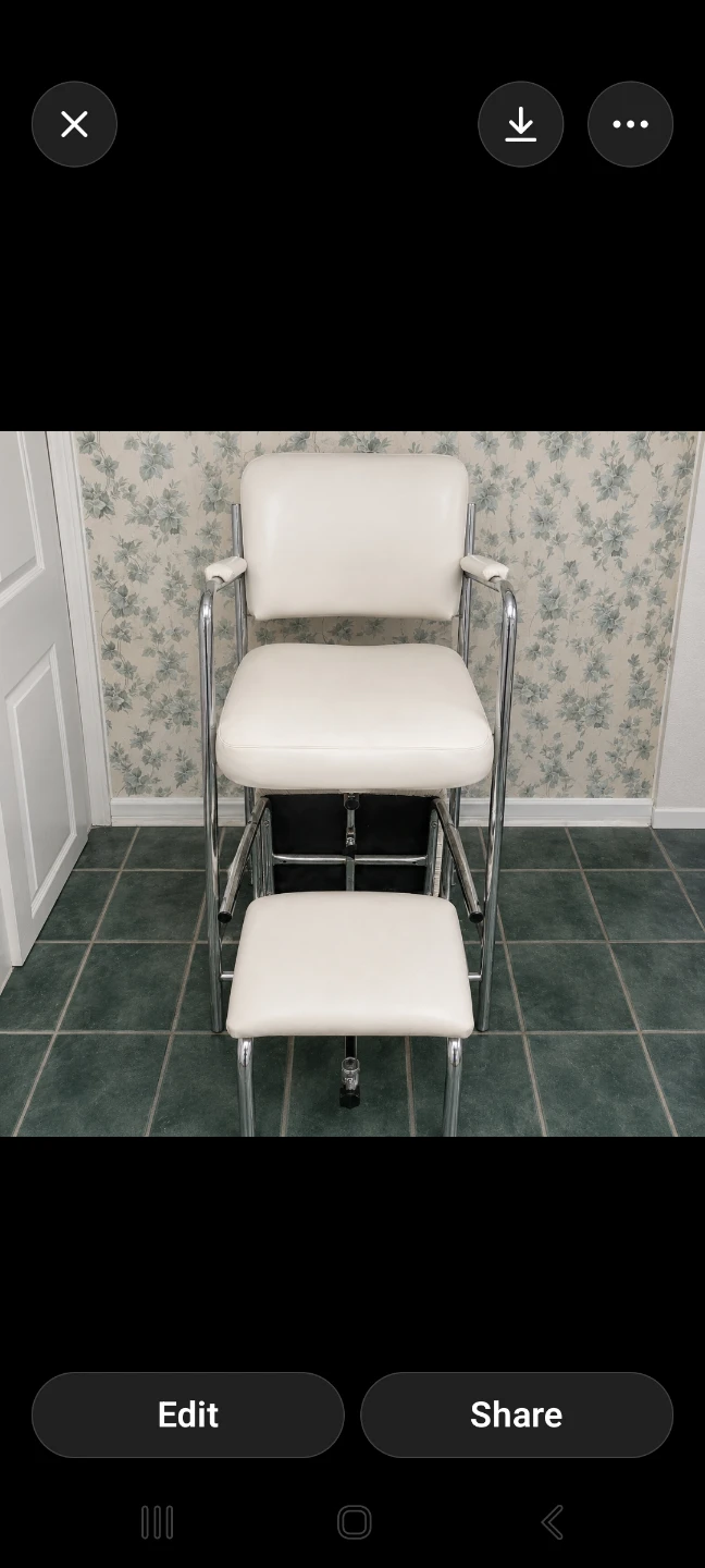 White Faux Leather Makeup Artist Chair with Footrest