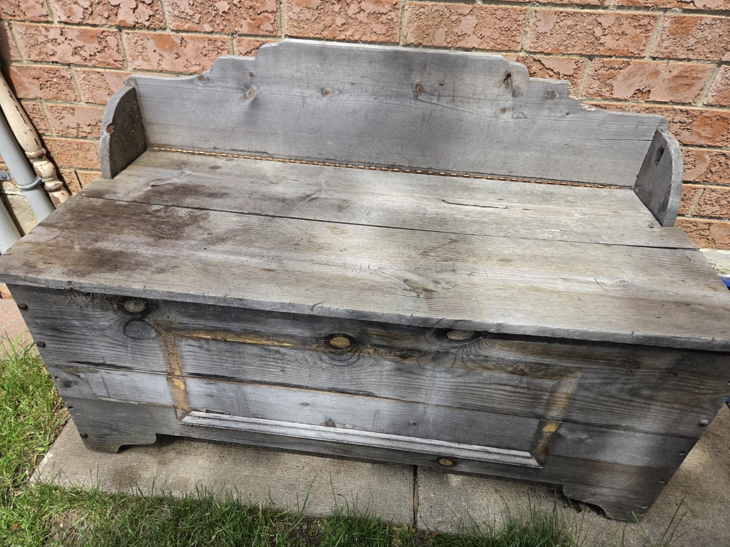 Rustic wooden storage bench chest