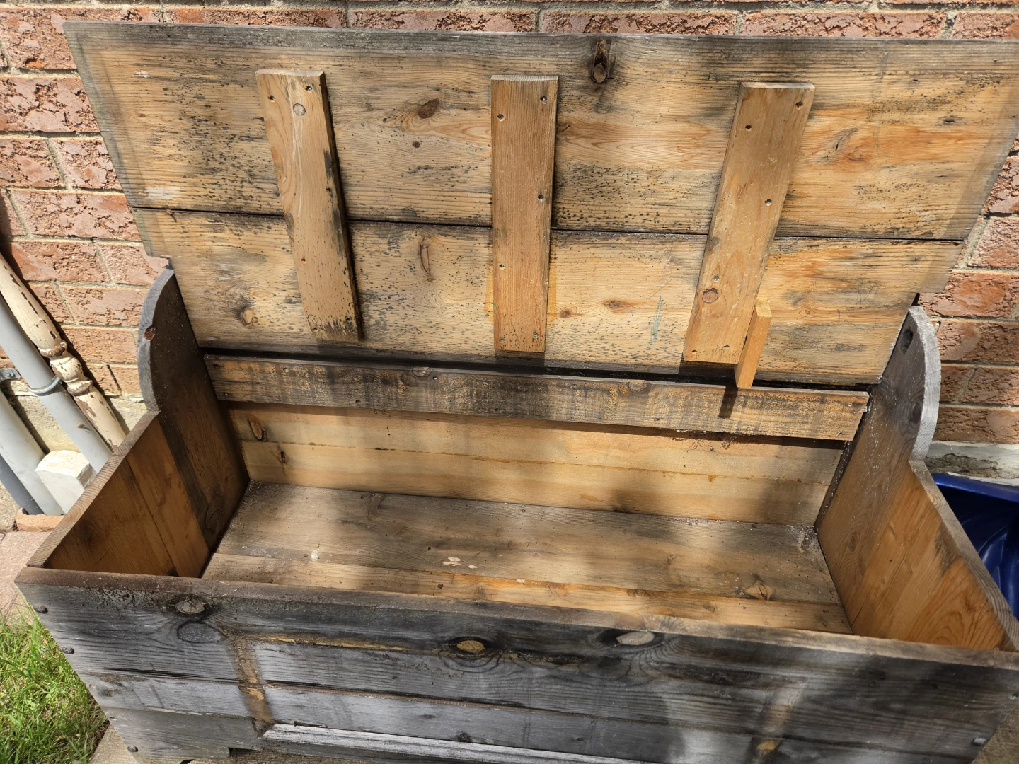 Rustic wooden storage bench chest - photo 2