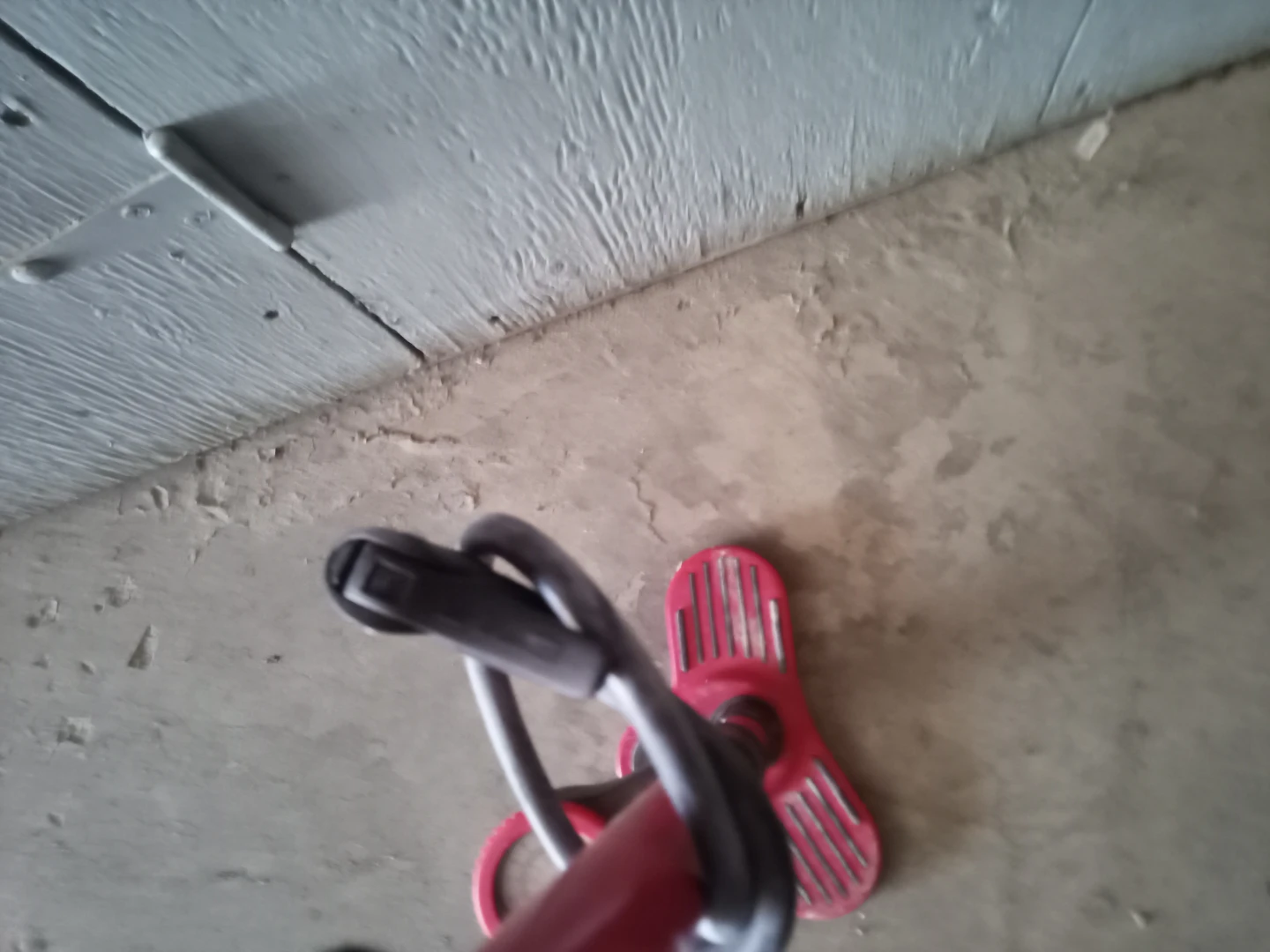 Red Handheld Tire Inflator with Wooden Handle - photo 2