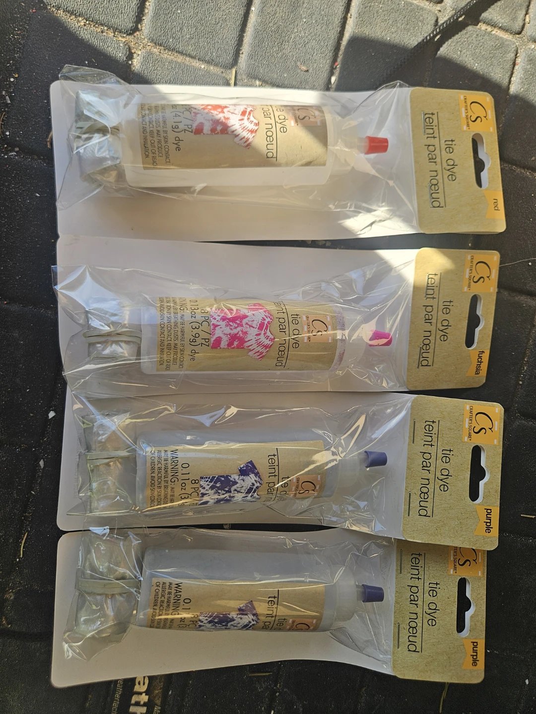 Teacher/Party Alert Individual tie dye sets, 4 colours, 3/$2